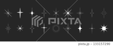 Sparkle stars collection. Elegant star shapes. Shining icons. Flat Vector illustration isolated on black background Sparkle stars collection. Elegant star shapes. Shining icons. Flat Vector illustration isolated on black background 133157290