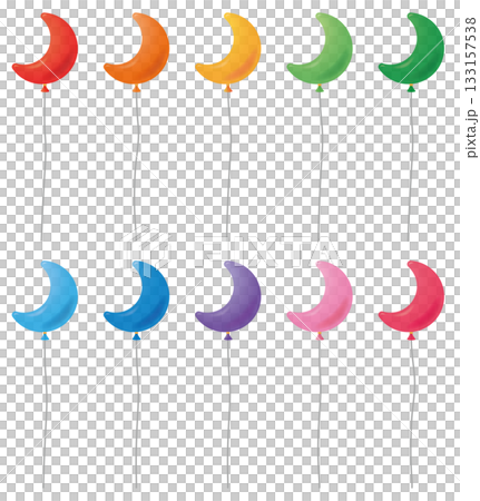 Set of vector illustrations of moon-shaped balloon icons in various shapes 133157538