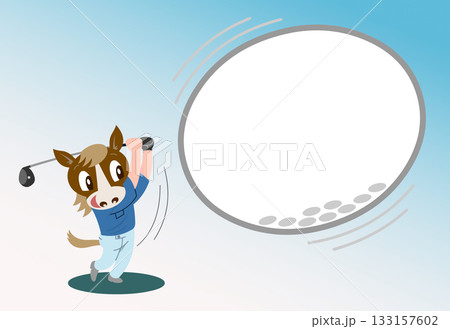 年賀状用素材　午年テンプレート 133157602