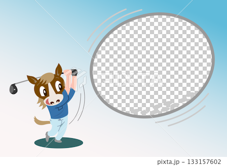 年賀状用素材　午年テンプレート 133157602