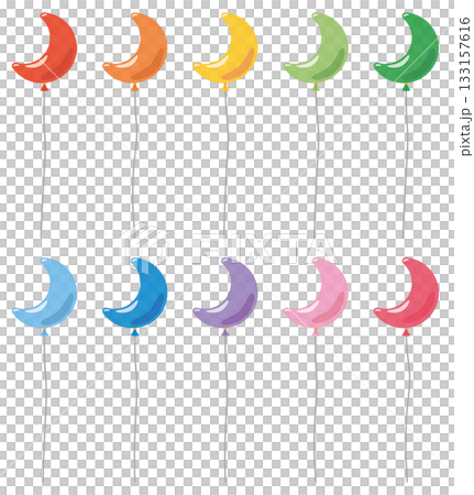 一組各種形狀的月牙形氣球圖示向量插圖 133157616