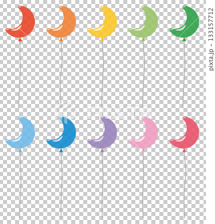 様々な形の月形の風船アイコンのベクターイラストのセット 様々な形の月形の風船アイコンのベクターイラストのセット 133157712