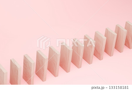 3D素材_木製ドミノ_ピンク 3D素材_木製ドミノ_ピンク 133158181