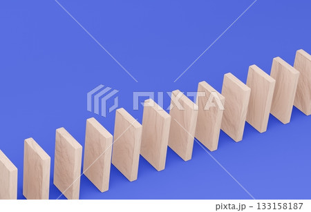 3D素材_木製ドミノ_青 133158187