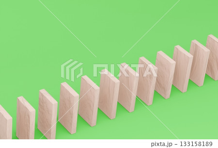 3D素材_木製ドミノ_黄緑 133158189