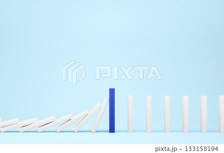 3D素材_ドミノ_水色 3D素材_ドミノ_水色 133158194