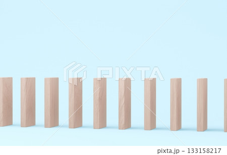 3D素材_木製ドミノ_水色 133158217