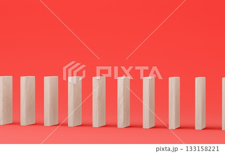 3D素材_木製ドミノ_赤 3D素材_木製ドミノ_赤 133158221
