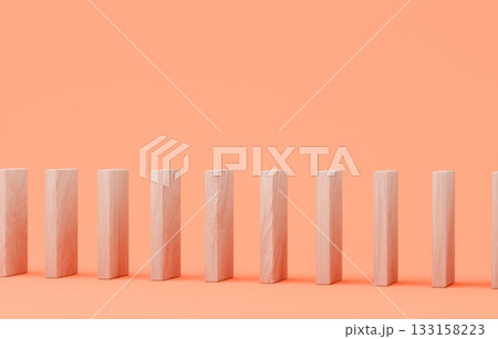 3D素材_木製ドミノ_オレンジ 3D素材_木製ドミノ_オレンジ 133158223