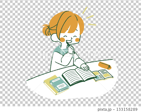 努力學習的女學生 - 4 種顏色 133158289