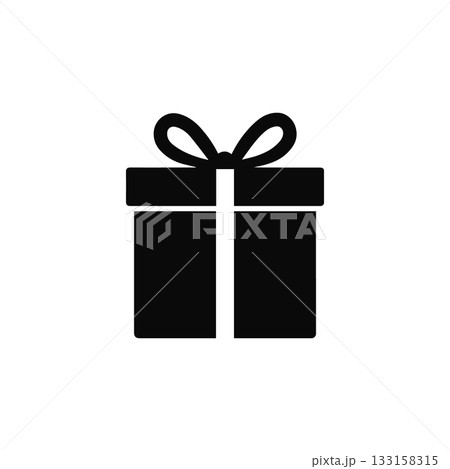 gift box silhouette present with ribbon isolated on white background 133158315