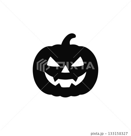halloween pumpkin jack o lantern silhouette spooky face isolated on white background 133158327