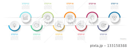 Infographic 10 options design elements for your business data. Vector Illustration. 133158388