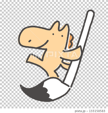 馬匹手持大毛筆，書法作品，新年素材 133158583