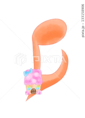 かわいい家の付いた音符 133158906