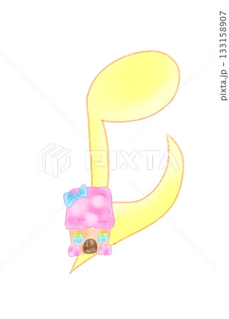 かわいい家の付いた音符 133158907