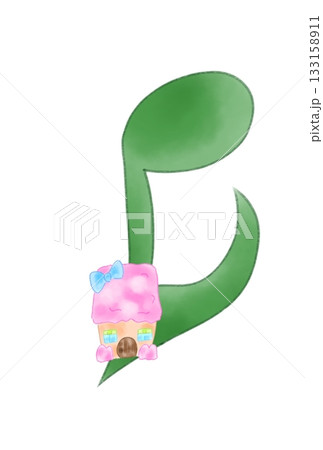 かわいい家の付いた音符 かわいい家の付いた音符 133158911