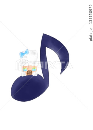 かわいい家の付いた音符 133158979