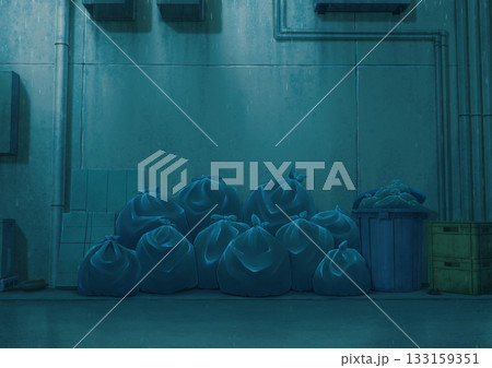 路地裏のゴミ捨て場　背景イラスト11 133159351