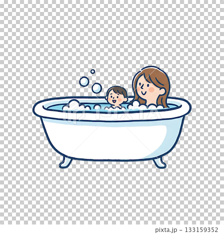 母子洗澡插圖 133159352