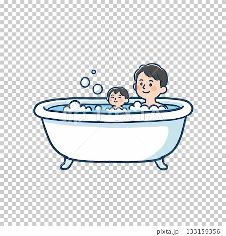 爸爸和孩子洗澡的插圖 133159356