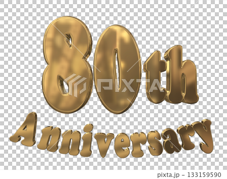 3DCG文字「80th Anniversary/80周年マークキラキラ」 133159590