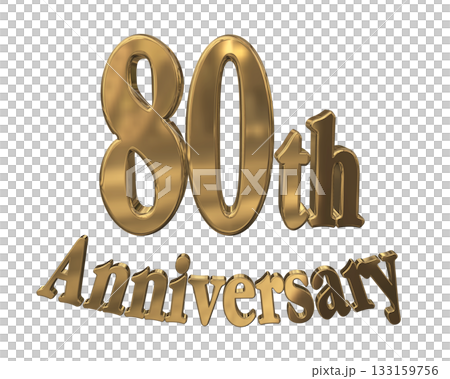 3DCG文字「80th Anniversary/80周年マークキラキラ」 133159756