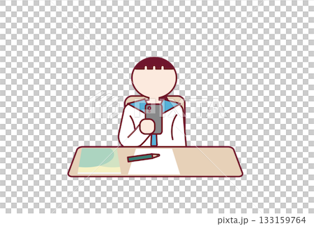 勉強中にスマホに夢中になっている中高生のイラスト 勉強中にスマホに夢中になっている中高生のイラスト 133159764