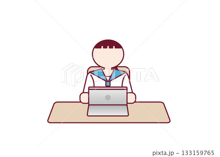タブレットで学習する中高生のフラットイラスト タブレットで学習する中高生のフラットイラスト 133159765
