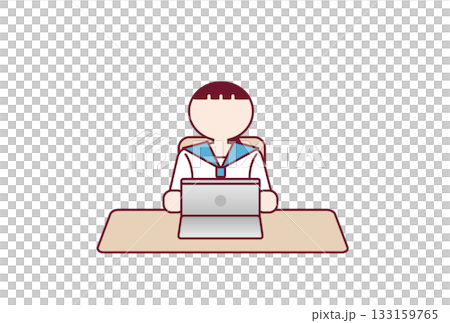タブレットで学習する中高生のフラットイラスト タブレットで学習する中高生のフラットイラスト 133159765