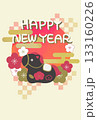 年賀状素材赤黒午の可愛いイラスト 133160226