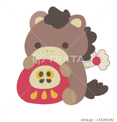 かわいい馬とだるま 133160242