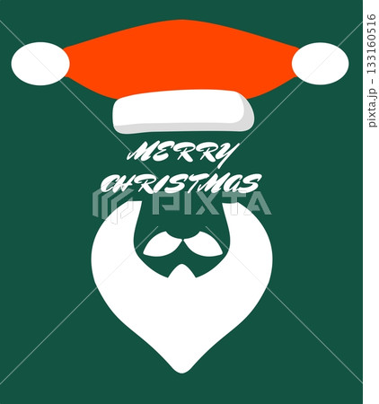 A bold, minimalist design featuring the iconic red Santa hat and white beard/mustache silhouette, with hand-drawn "MERRY CHRISTMAS" typography, set against a deep forest green background. A bold, minimalist design featuring the iconic red Santa hat and white beard/mustache silhouette, with hand-drawn "MERRY CHRISTMAS" typography, set against a deep forest green background. 133160516