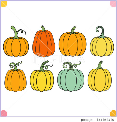 Bright Orange Pumpkin Set Cartoon Vector Art Bright Orange Pumpkin Set Cartoon Vector Art 133161310