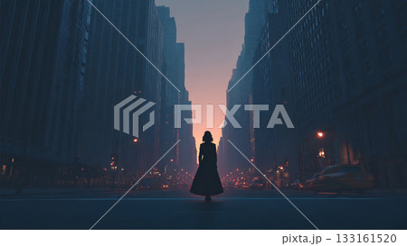 街中に立つ女性 133161520