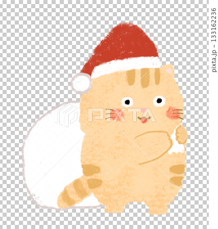 Cat wearing a Santa hat - Crayon drawing Cat wearing a Santa hat - Crayon drawing 133162236