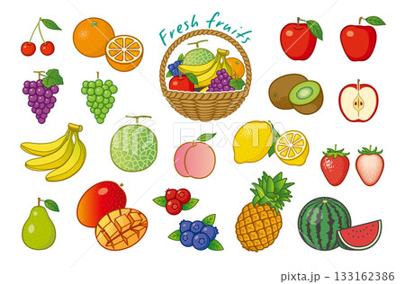 果物　フルーツ　イラスト　アイコンセット 133162386
