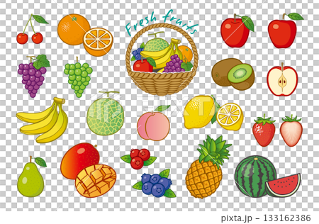 果物　フルーツ　イラスト　アイコンセット 133162386