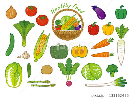 野菜 イラスト アイコンセット ベクター 野菜 イラスト アイコンセット ベクター 133162456