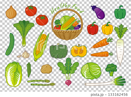 野菜 イラスト アイコンセット ベクター 野菜 イラスト アイコンセット ベクター 133162456