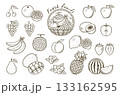 果物　フルーツ　線画イラスト　アイコンセット 133162595