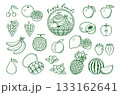果物　フルーツ　線画イラスト　アイコンセット 133162641
