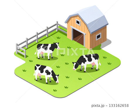 牧場のアイソメトリックイラスト 牧場のアイソメトリックイラスト 133162658