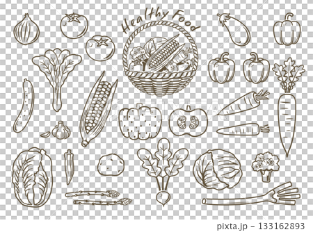 蔬菜線畫插圖圖示集向量圖 蔬菜線畫插圖圖示集向量圖 133162893