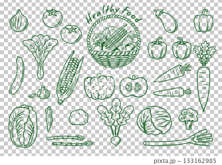 Vegetable line drawing illustration icon set vector Vegetable line drawing illustration icon set vector 133162985