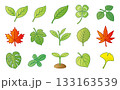 葉っぱ　葉　アイコン　イラストセット 133163539