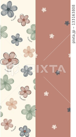 Soft Pastel Patterns with Florals Fruits and Cute Motifs for Notebook Designs 133163808