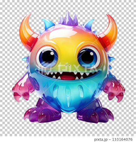 Colorful rainbow monster toy creature halloween glass eye decoration 133164076