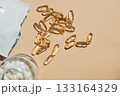 Transparent fish oil capsules with Omega-3 and Omega-6 133164329