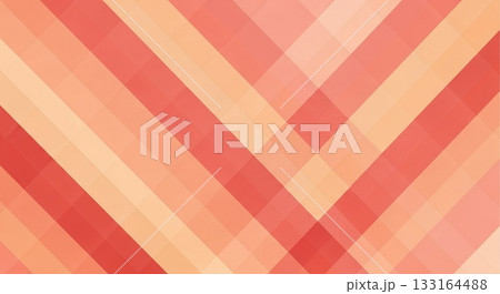 赤、オレンジ、ベージュ系の暖色カラーで構成された斜めストライプのモザイク模様（ピクセルアート）背景素 133164488